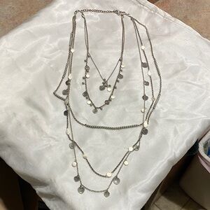 Elegant Silver and White Layered Necklace